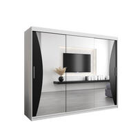 SCHWEBETÜRENSCHRANK 200/250/62 3-türig - Silberfarben/Schwarz, Holz/Kunststoff (250/200/62cm) - Abiks Möbel