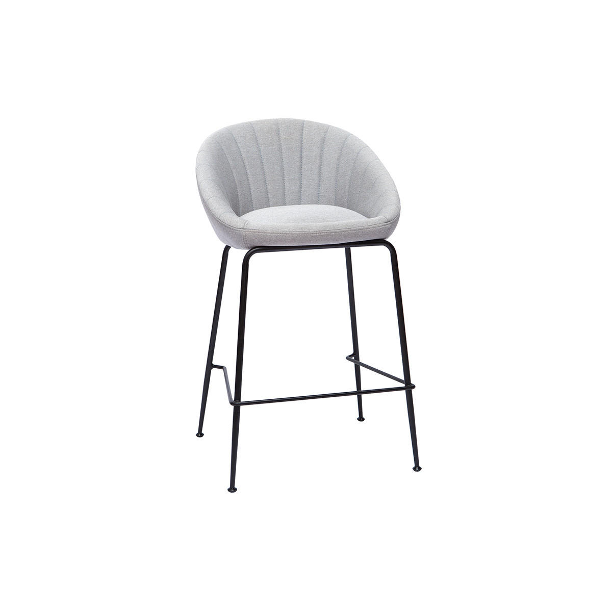 BARHOCKER Hellgrauer Stoff 65 cm 2er-Set SHERU - Hellgrau, Textil (50.5/88.5/51cm) - Miliboo