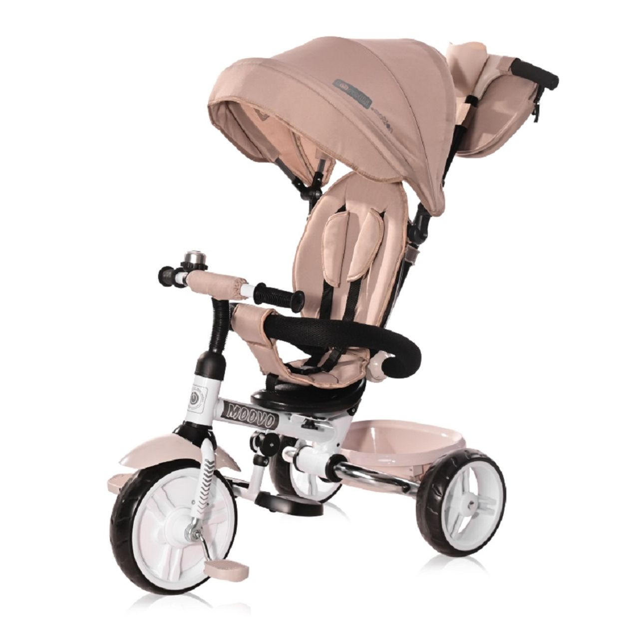 DREIRAD Moovo hellbraun EVA-Reifen faltbar Lenkstange Becherhalter verstellbar - Beige, Metall (120/55/104cm) - Lorelli