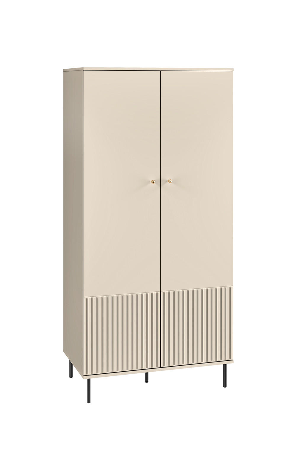 Feldmann-Wohnen KLEIDERSCHRANK Beige, Schwarz 92cm × 53cm × 190cm