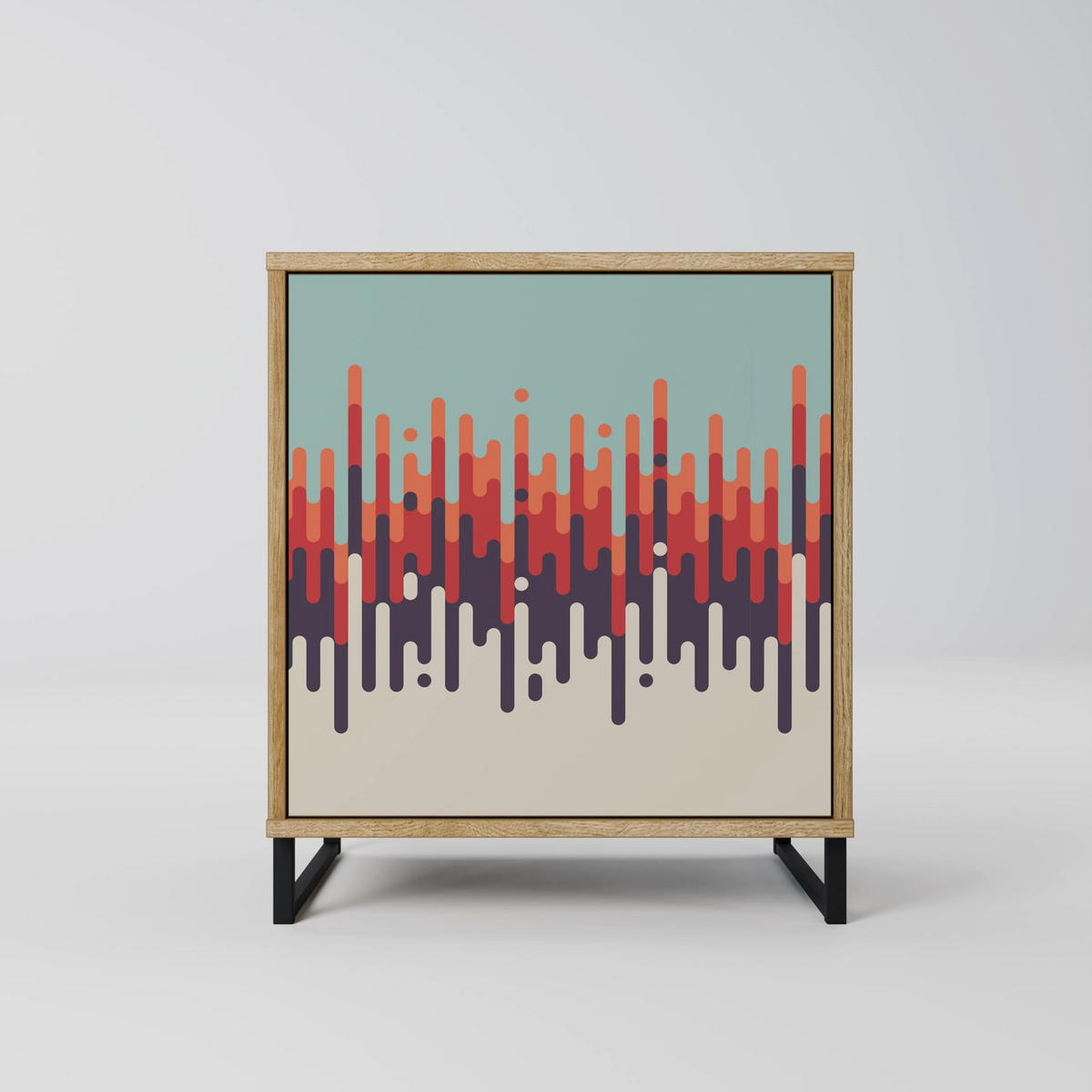 SIDEBOARD CHROMA CONTOURS, Eichefarben, 57,5x42x75,5 cm, Goldfarbene Metallfüße - Eichefarben/Goldfarben, Holzwerkstoff/Metall (57.5/75.5/42cm) - SpaceRebels