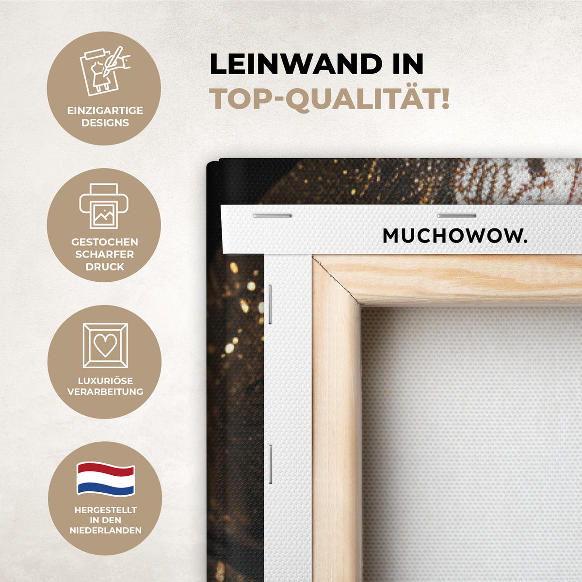 LEINWANDBILD Frau - Gold - Porträt - Schwarz-Weiß - Luxus Deko XXL 80x120 cm - Hellblau, Textil (80/120cm) - MuchoWow