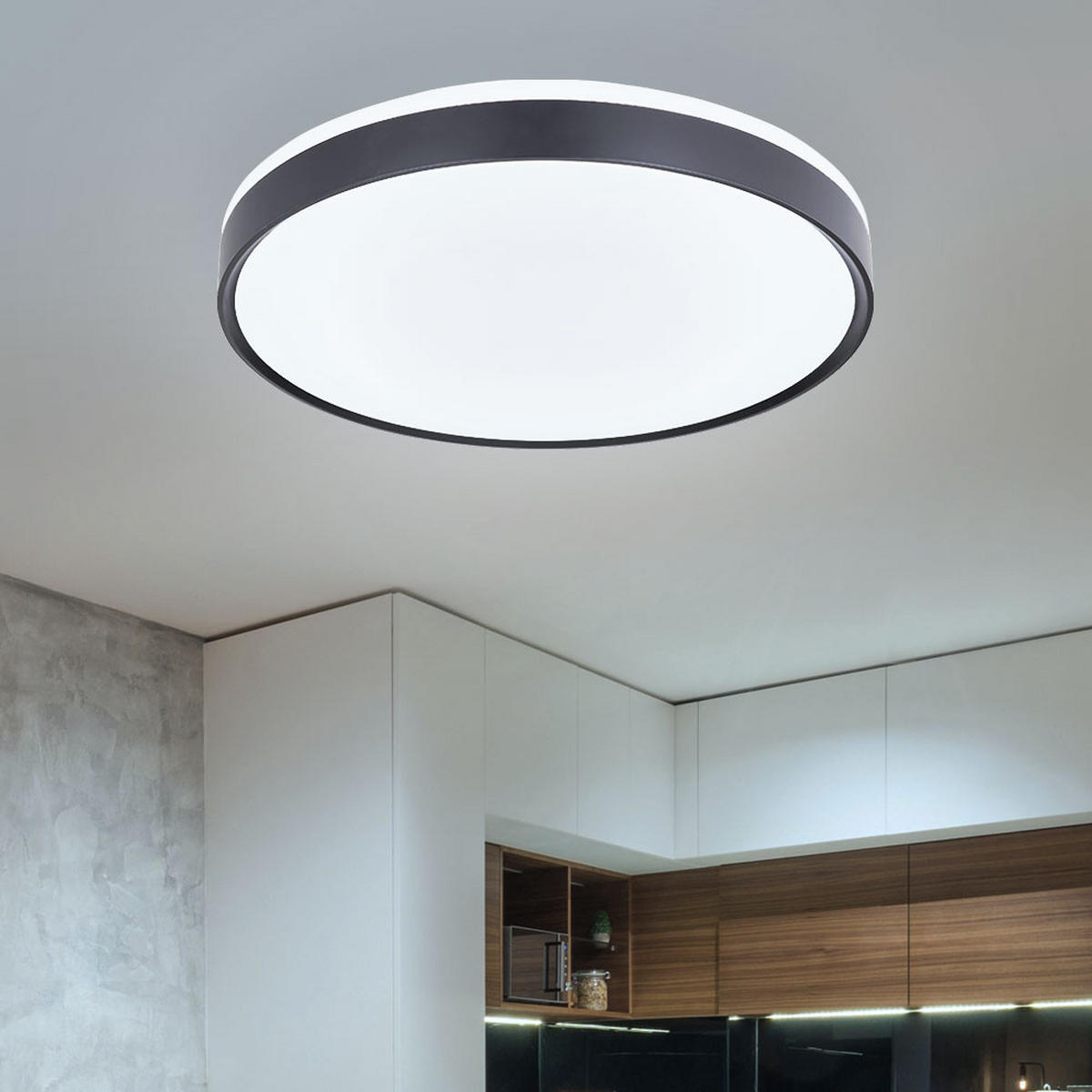 LED DECKENLEUCHTE Metall Schwarz Weiß - Schwarz, Metall (39/39/8cm) - Globo Lighting