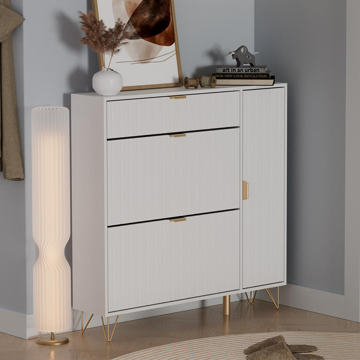 SCHUHSCHRANK Helge Weiß 108 x 107.5 cm - Weiß, Holzwerkstoff (108/107.5/23.5cm) - Vicco