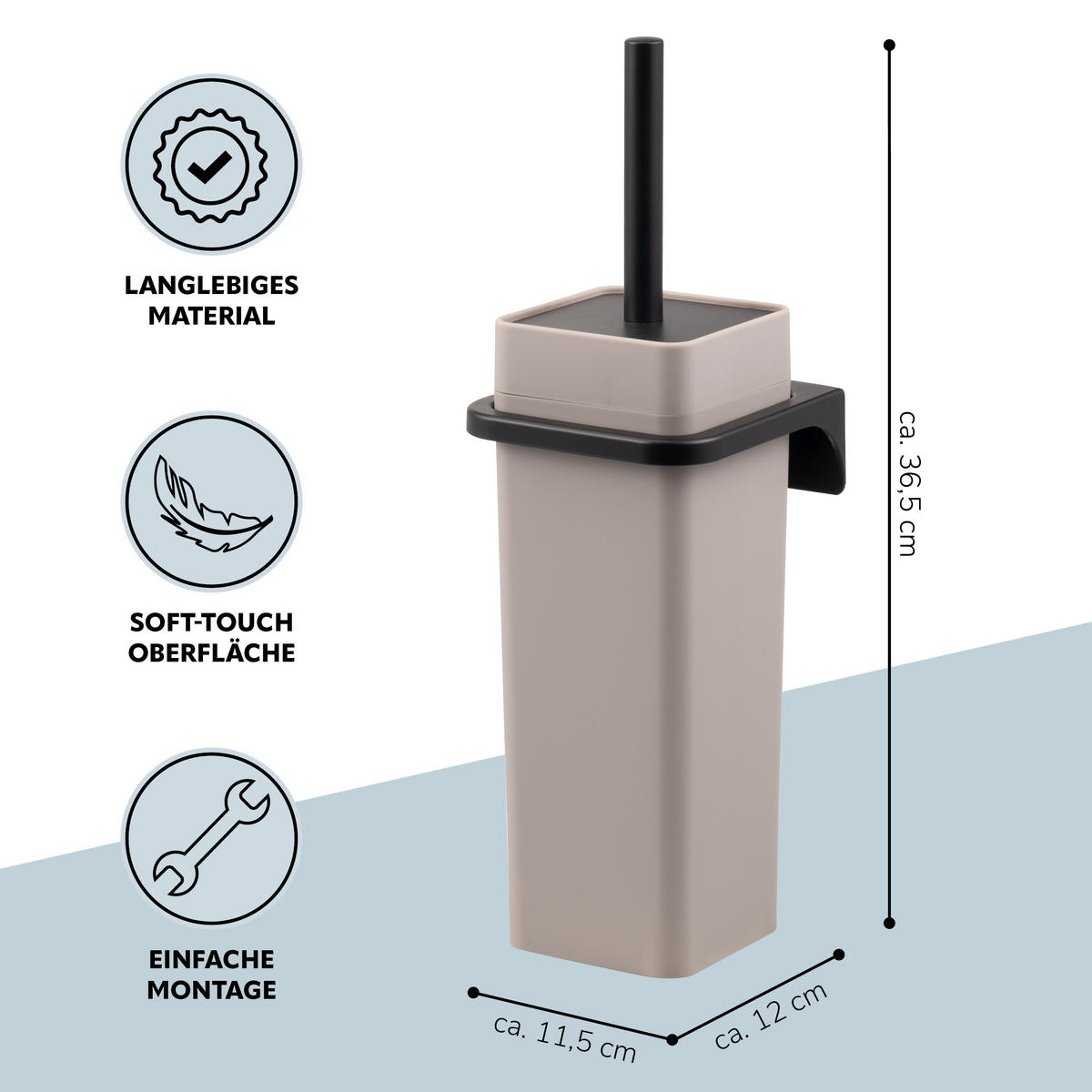 WC-GARNITUR SAVONA, taupe, Kunststoff - Taupe, Kunststoff (12/36.5/13cm) - bremermann