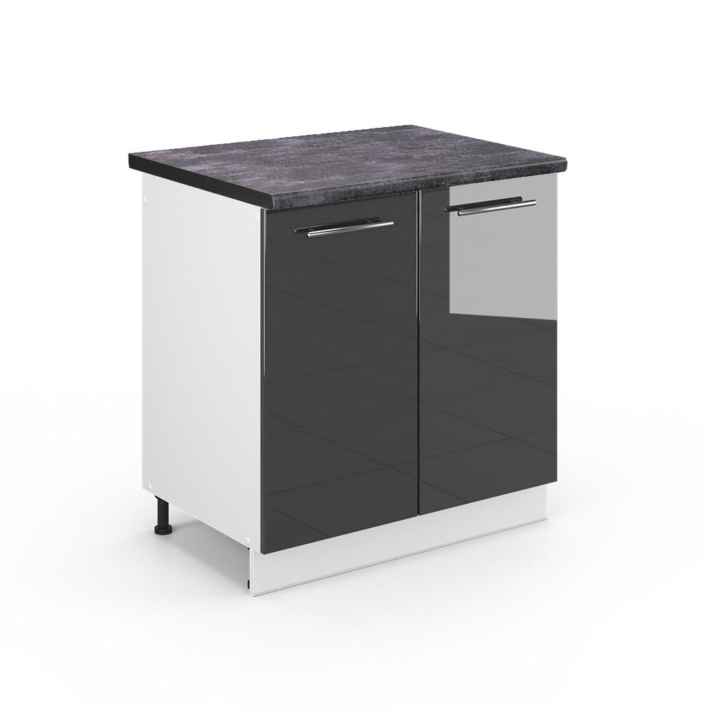 SPÜLENUNTERSCHRANK Fame-Line Anthrazit Hochglanz 80 cm, AP Anthrazit - Anthrazit/Weiß, Holzwerkstoff (80/82/60cm) - Vicco