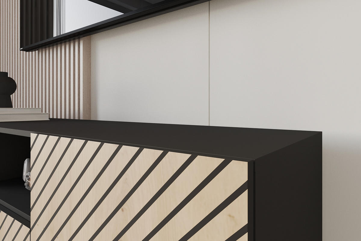 LOWBOARD SENI-S 140x50x41 cm - Schwarz / Artisan - Schwarz, Holzwerkstoff (140/50/41cm) - ALTDECOR