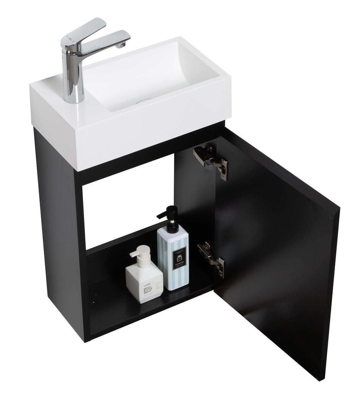 GÄSTE-WC-MÖBELSET Angela 2 Teile Schwarz Matt - 40 x 22 x 64 cm - Schwarz, Holz (40/52/22cm) - Badplaats