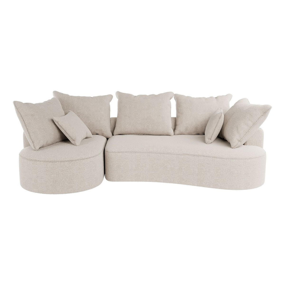 SOFA Tirano Bouclé Creme mit Ottomane links - Creme, Textil (102/300cm) - Juskys