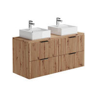 DOPPELWASCHTISCH - 120cm x 46cm - MDF - naturfarben hell - ZEVARA - Naturfarben, Holz (120/57/46cm) - Vente-Unique
