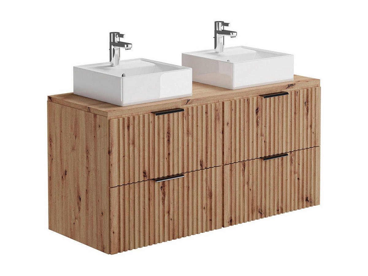 DOPPELWASCHTISCH - 120cm x 46cm - MDF - naturfarben hell - ZEVARA - Naturfarben, Holz (120/57/46cm) - Vente-Unique