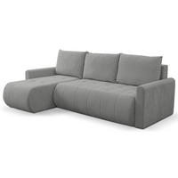 ECKSOFA Primo mit Schlaffunktion und Bettkasten in Cordstoff - Schwarz/Grau, Holz/Holzwerkstoff (230/149cm) - Ravio