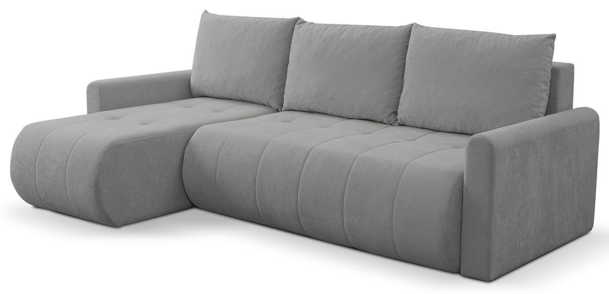 ECKSOFA Primo mit Schlaffunktion und Bettkasten in Cordstoff - Schwarz/Grau, Holz/Holzwerkstoff (230/149cm) - Ravio