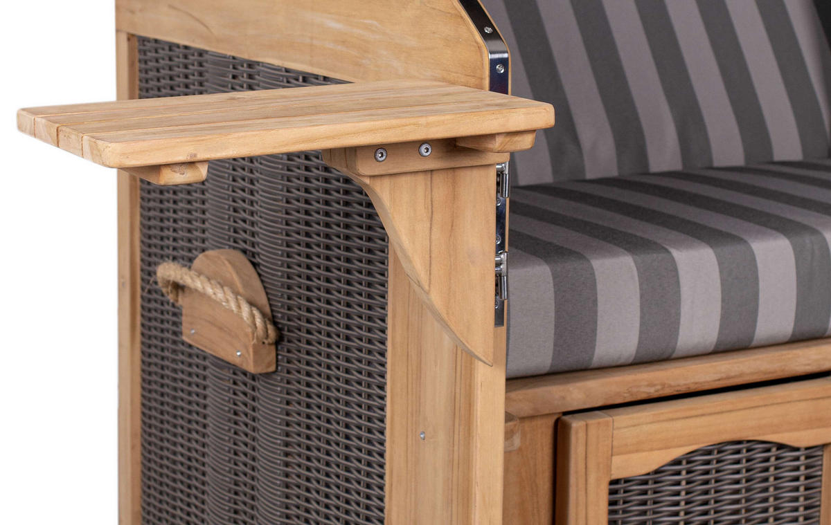 STRANDKORB XL Schillig Bullauge - Braun/Grau, Metall (142/170/95cm) - Mr. Deko