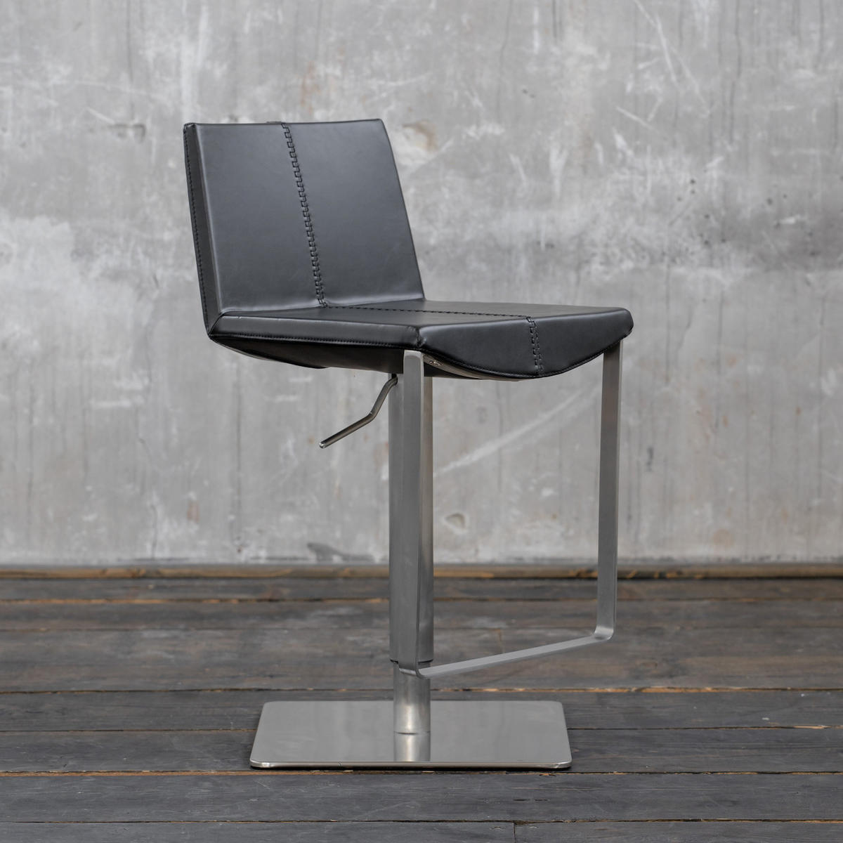 BARHOCKER FES Schwarz Kunstleder - Schwarz, Leder (42.5/85.5/51cm) - KAWOLA
