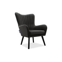 OHRENSESSEL GADI Velourstoff, Dunkelgrau - Dunkelgrau/Schwarz, Holz/Textil (76/100/78cm) - KONSIMO®
