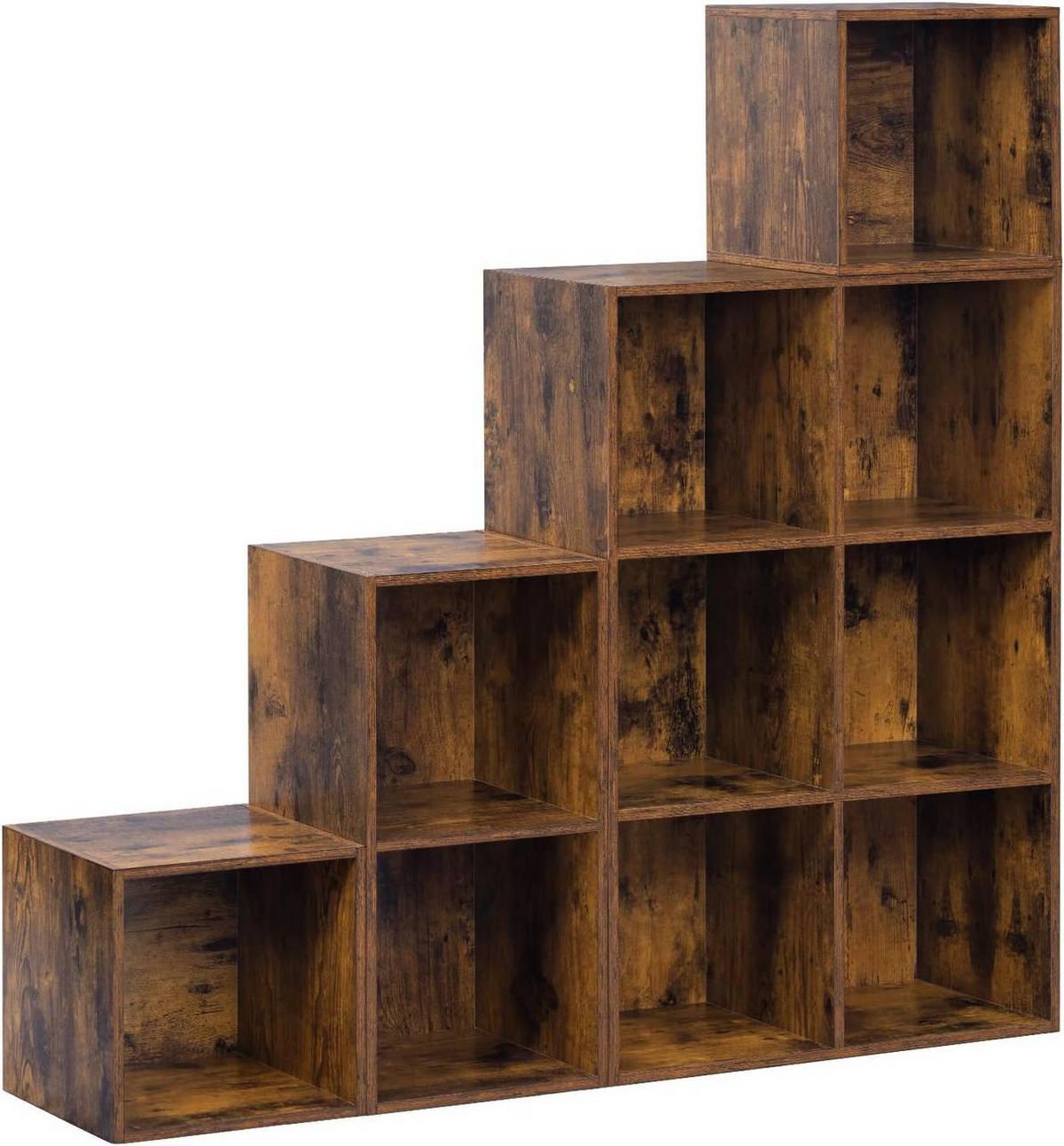 REGALE Bücherregal mit 10 Fächern, 120 x 120 x 30 cm, Vintagebraun - Dunkelbraun, Holzwerkstoff (120/120/30cm) - Woltu