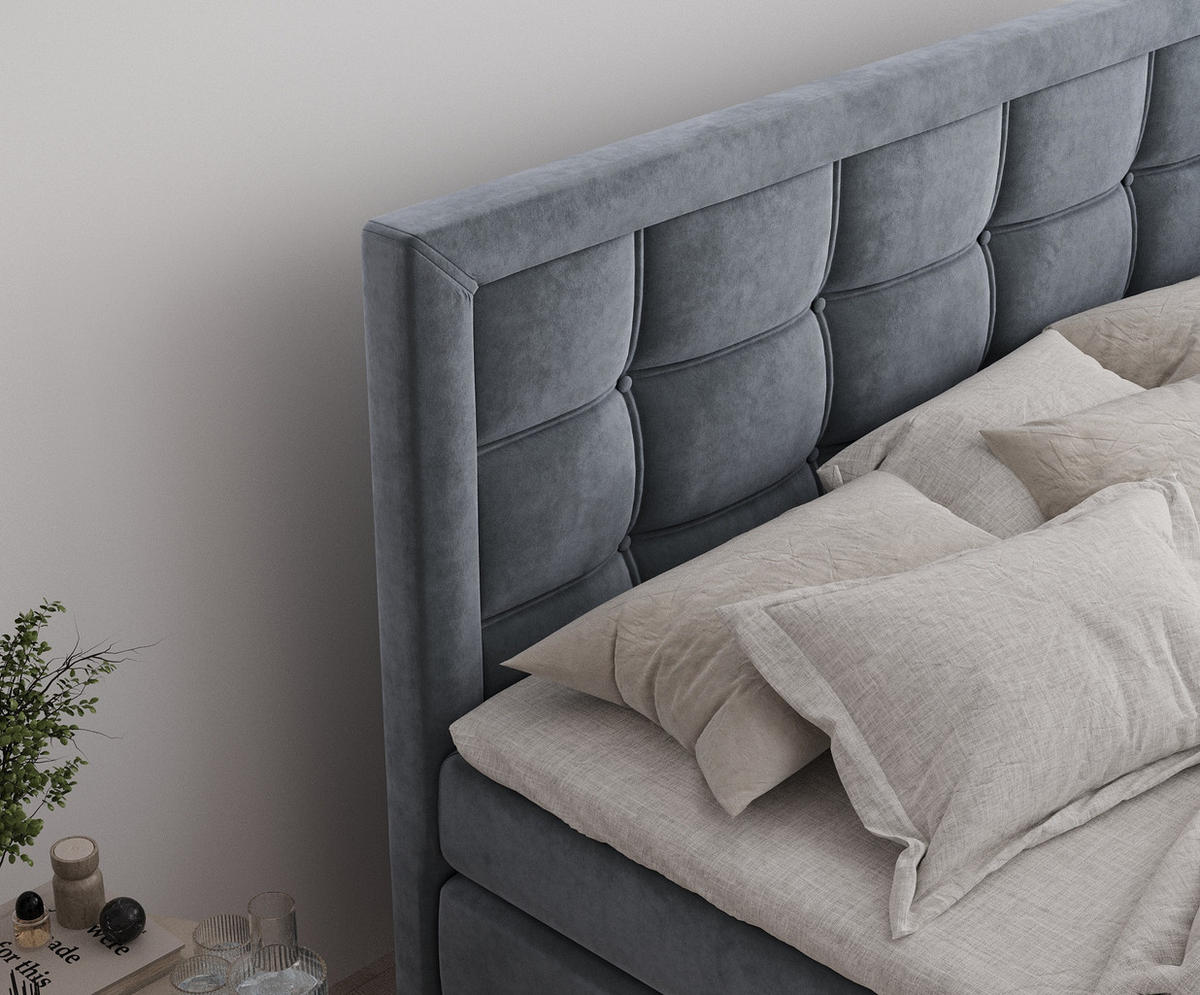 BOXSPRINGBETT Ambrosia Grau 140/200 cm - Schwarz/Grau, Holz/Holzwerkstoff (140/200cm) - Maison de Reve