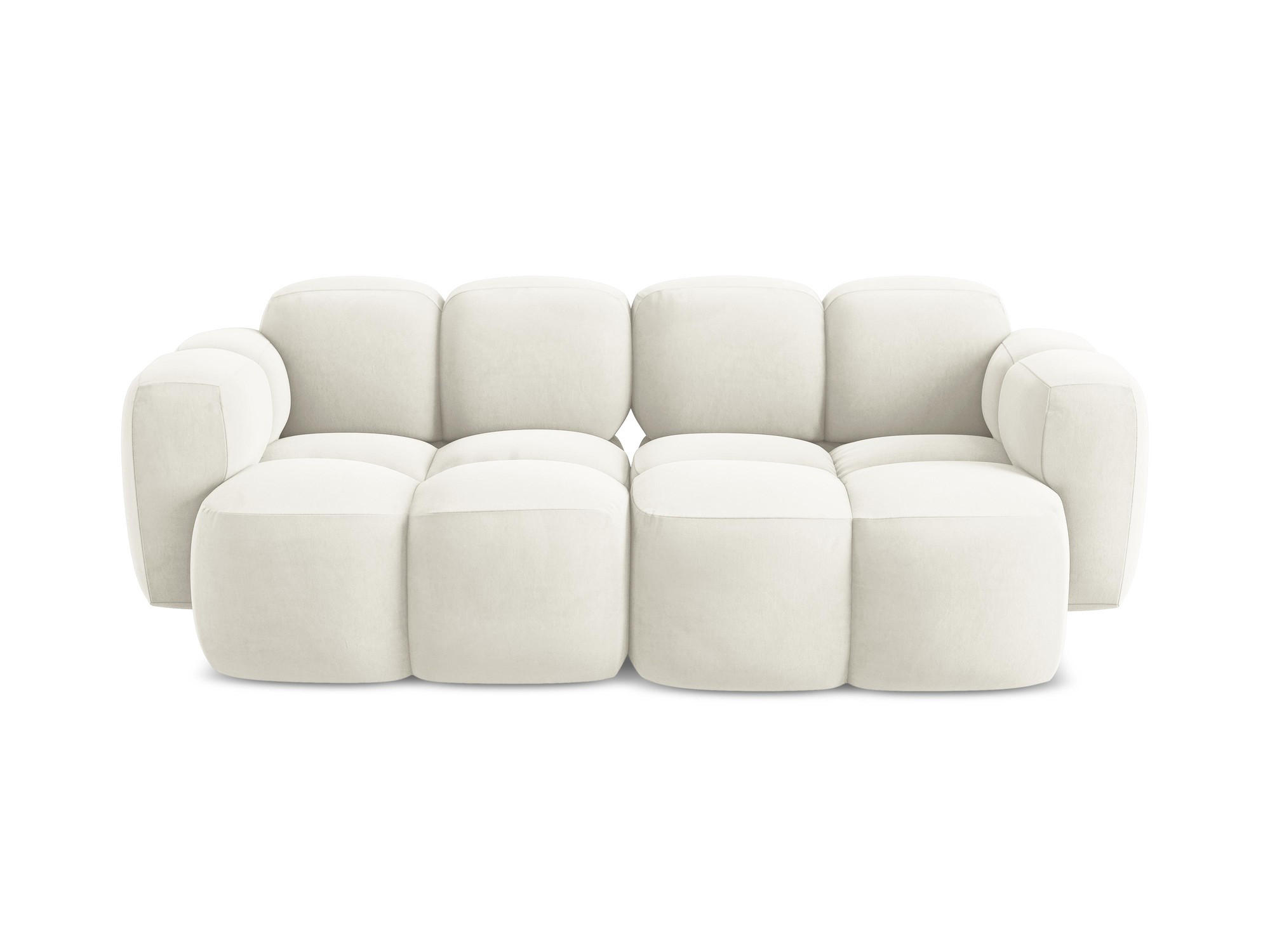 2-SITZER SOFA Samt Stoff Beige - Hellbraun/Schwarz, Holzwerkstoff/Kunststoff (210/72/115cm) - Makamii
