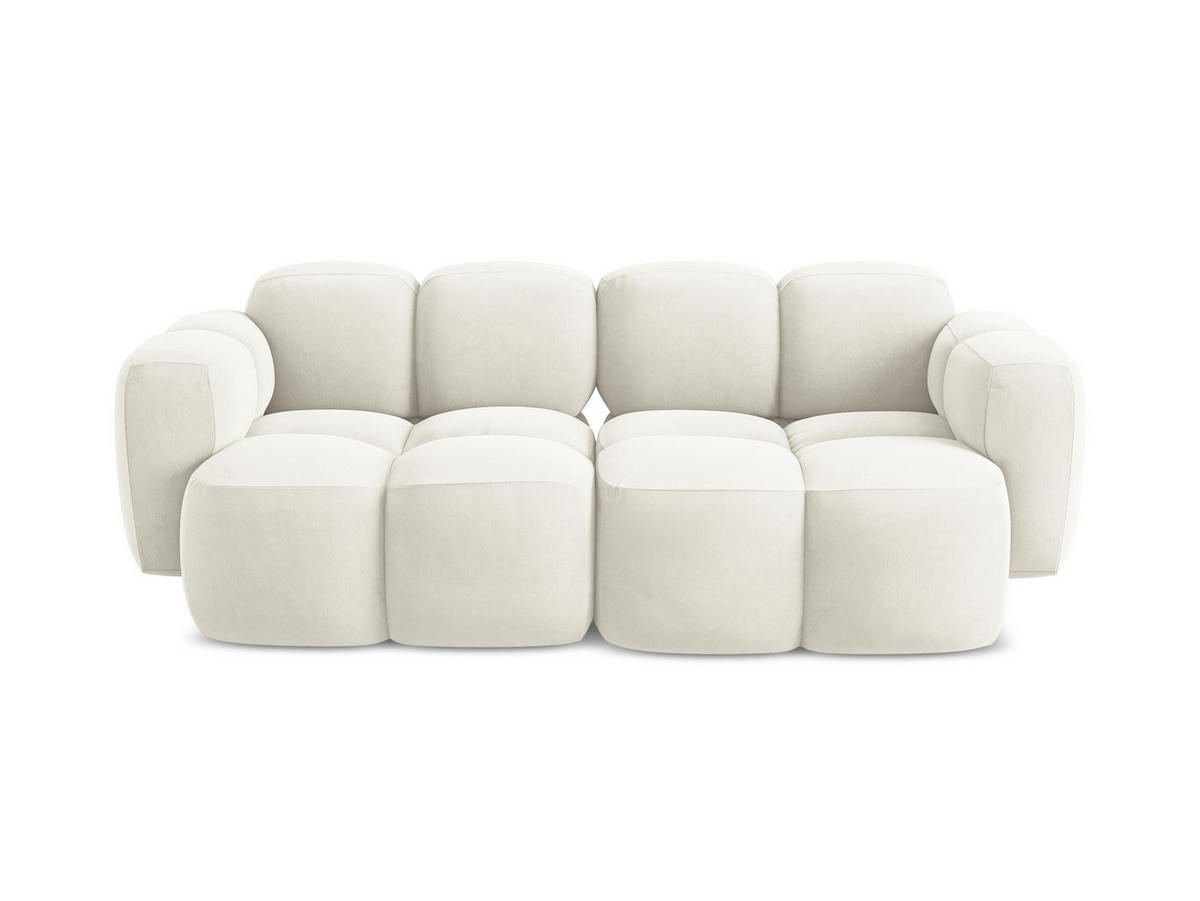 2-SITZER SOFA Samt Stoff Beige - Hellbraun/Schwarz, Holzwerkstoff/Kunststoff (210/72/115cm) - Makamii