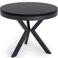 ESSTISCH Velma runder ausziehbarer, Schwarz 100-140/100/76 cm - Schwarz, Holzwerkstoff/Metall (100/100/76cm) - WFL GROUP