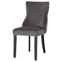 STUHL CASTLE DELUXE Samt Grau 90 cm - Schwarz/Grau, Holz/Textil (51/90/67cm) - riess-ambiente