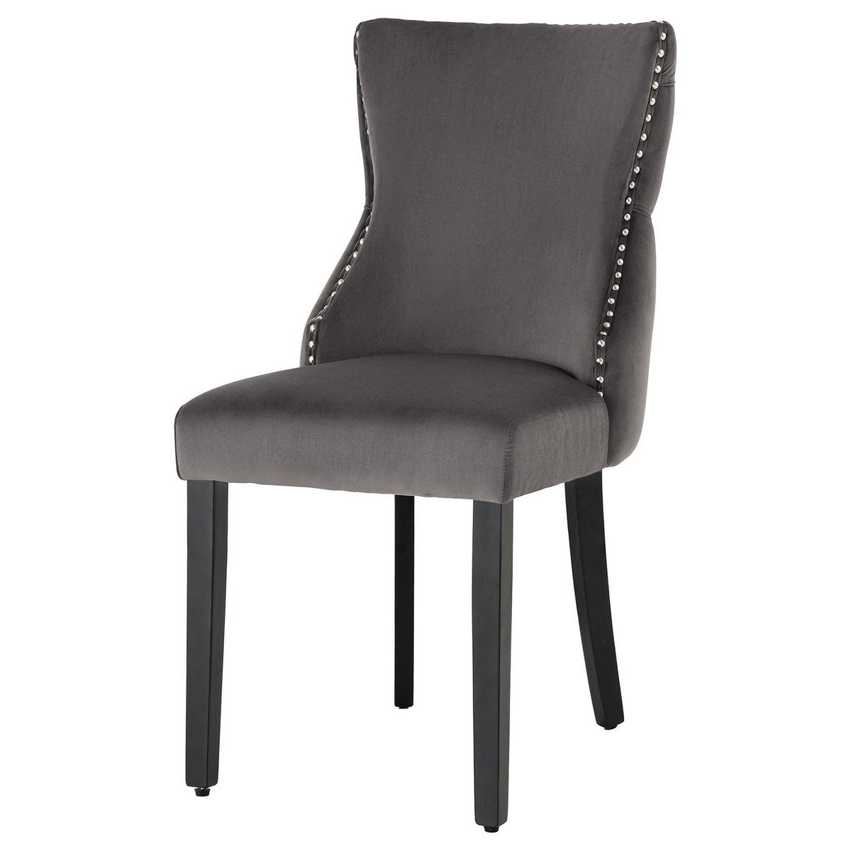 STUHL CASTLE DELUXE Samt Grau 90 cm - Schwarz/Grau, Holz/Textil (51/90/67cm) - riess-ambiente