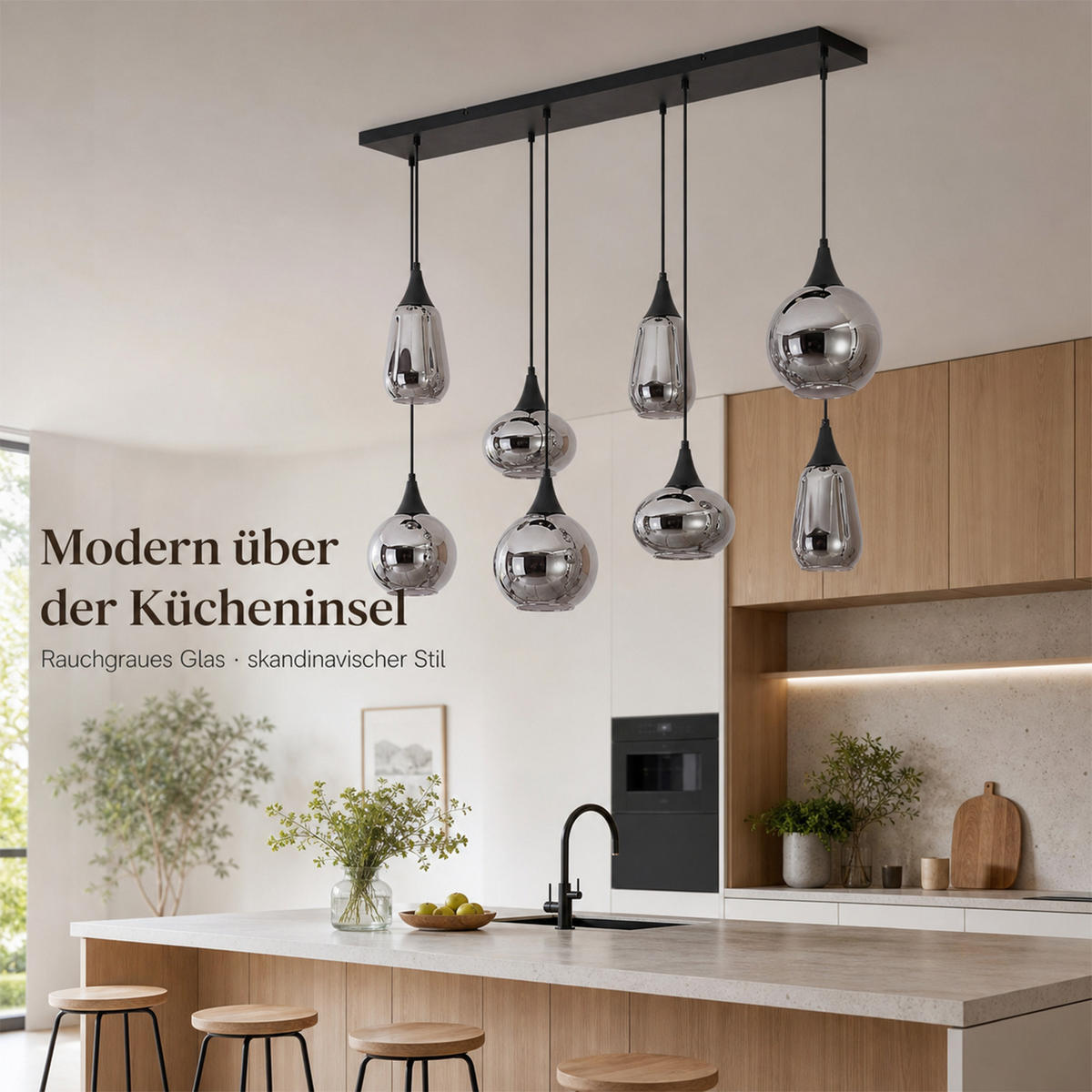 PENDELLEUCHTE Glornax 126/20/150 cm - Schwarz, Glas/Metall (126/20/150cm) - ZMH