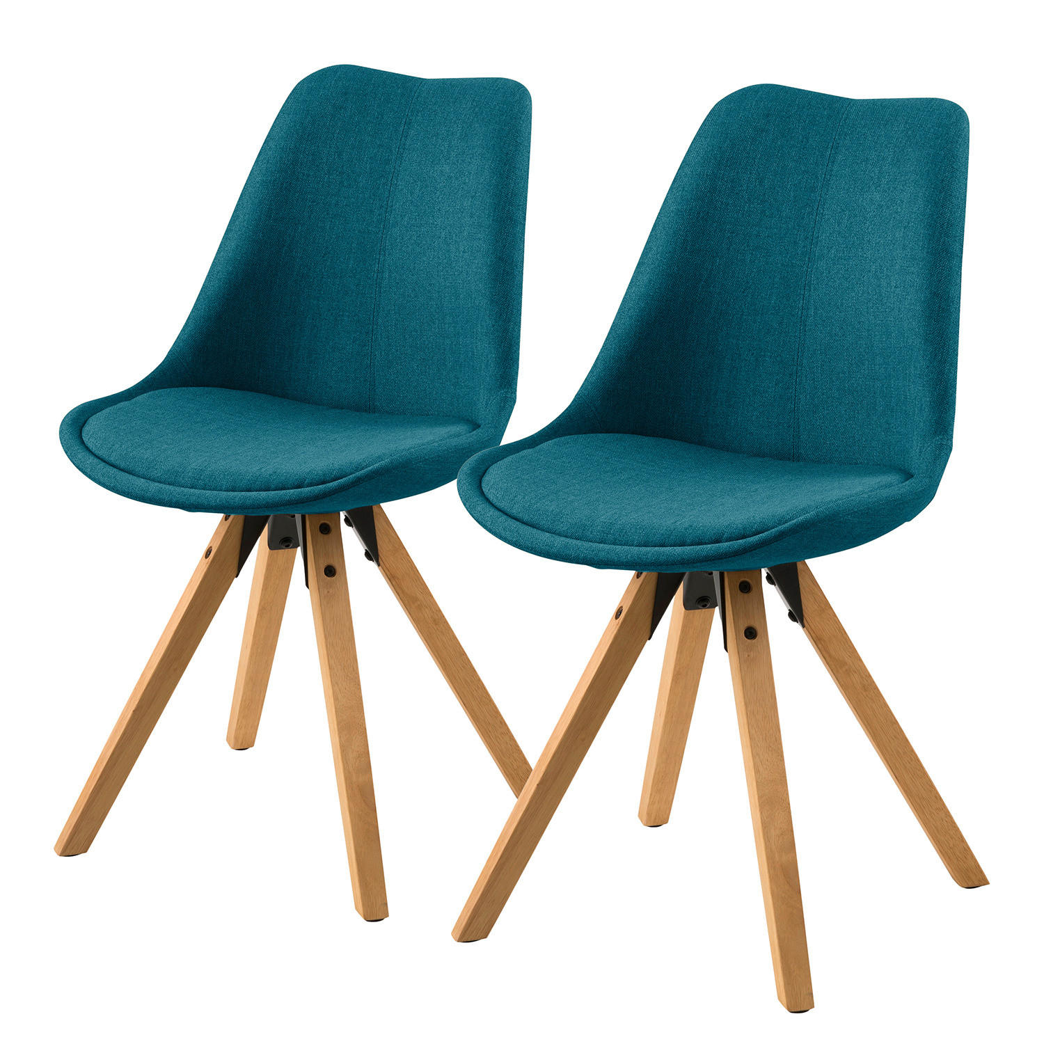 POLSTERSTUHL - Massivholz Gummibaum / Textil - Petrol/Braun, Holz/Textil (49/85/55cm) - home24