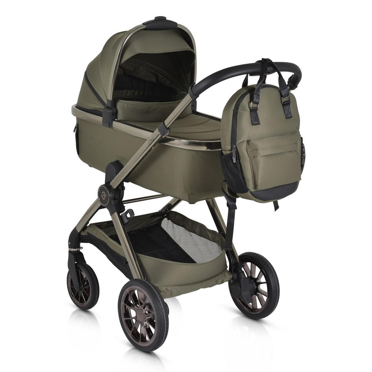 KINDERWAGEN 2 in 1 iClick grün klappbar, Wickeltasche, Sportsitz, Babywanne - Grün, Metall (74/60/106cm) - Cangaroo
