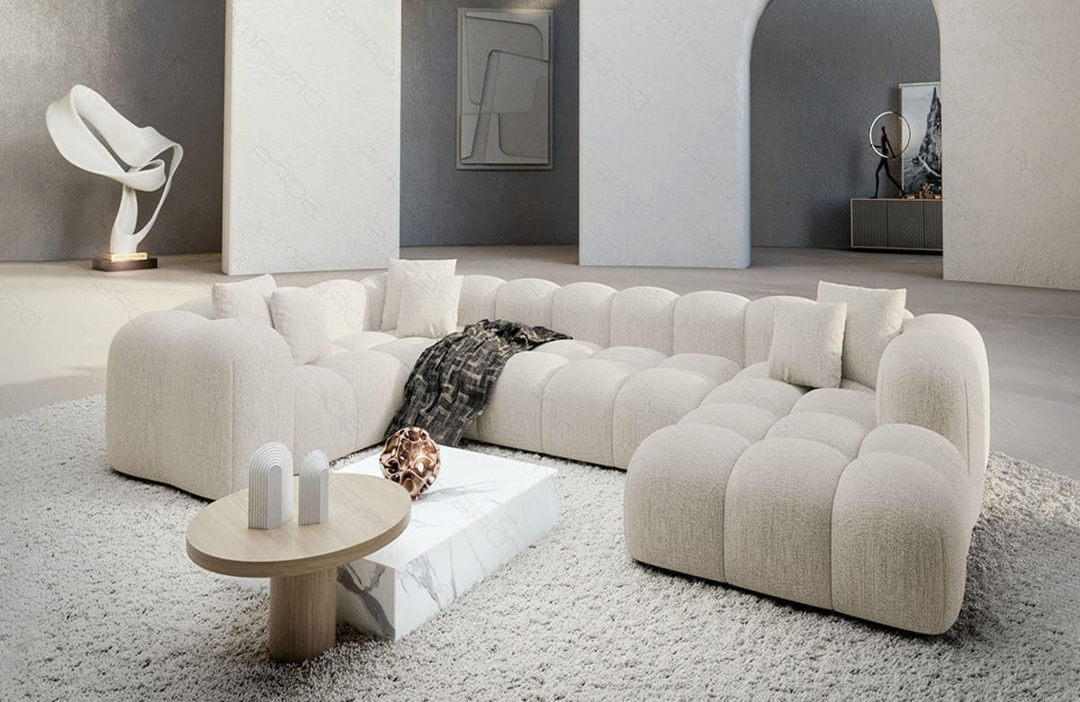 WOHNLANDSCHAFT Cloud Beige Strukturstoff - Beige, Kunststoff (314/72/184cm)