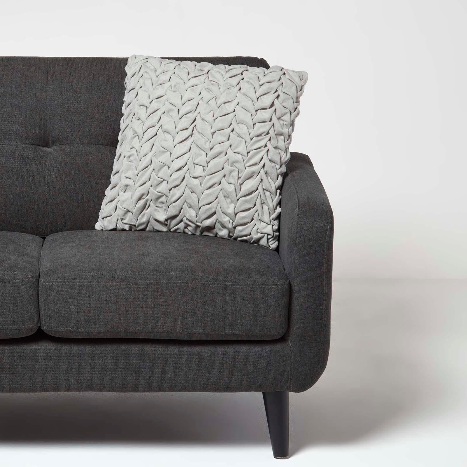 SAMTKISSEN Grace grau 45/45 cm plissiert in Flechtoptik - Grau, Textil (45/45cm) - Homescapes