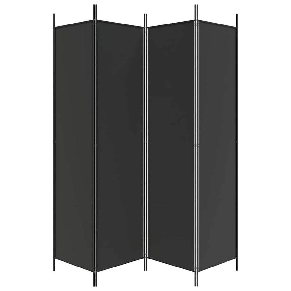 PARAVENT 4-teilig Schwarz 200/200 Cm Stoff - Schwarz, Textil (200/200/0.1cm) - vidaXL