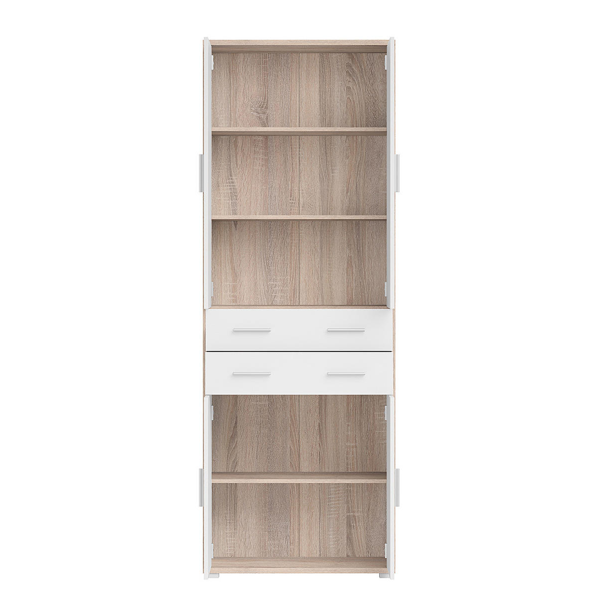 AKTENSCHRANK mit 4 Türen - Eichefarben/Weiß, Holzwerkstoff (79/220/35cm) - home24