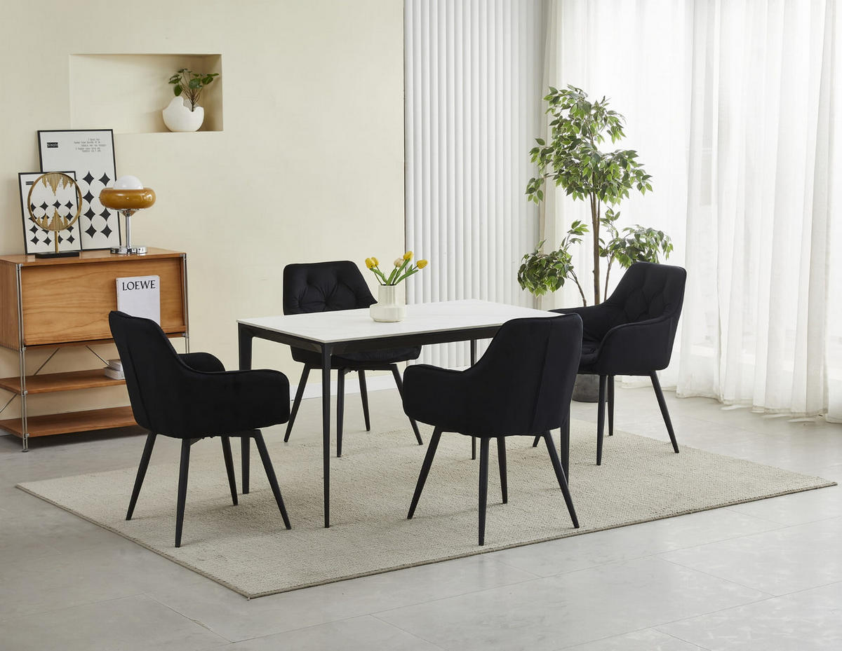 ESSZIMMERSTUHL LUKK360 schwarzer Sitz, schwarze Beine - Schwarz, Textil (56/84/61cm) - Valora