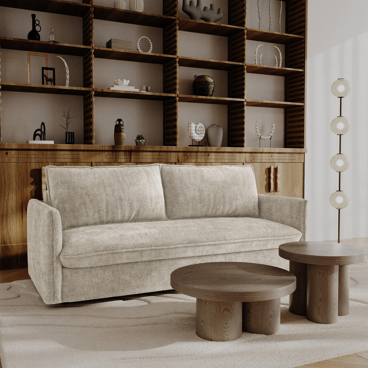 SCHLAFSOFA Express AVA Geprägter Samt Taupe 178cm - Taupe, Textil (178/78/100cm) - Premium Interiors