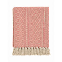 WOHNDECKE Baumwolle 130x180 cm Mit Fransen – Tamara Peach - Rosa, Naturmaterialien (130/180cm) - AU Maison
