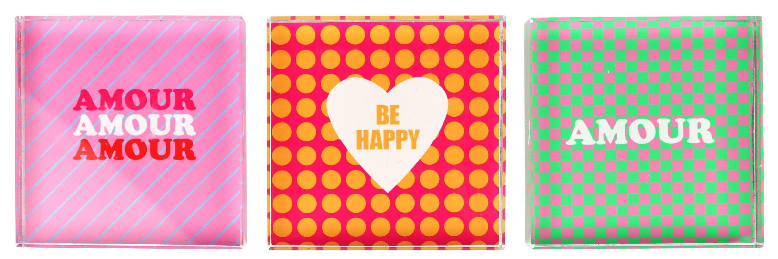 BRIEFBESCHWERER Message Pop-Art 3er-Set - Multicolor, Glas (8/2/8cm) - FURNARO