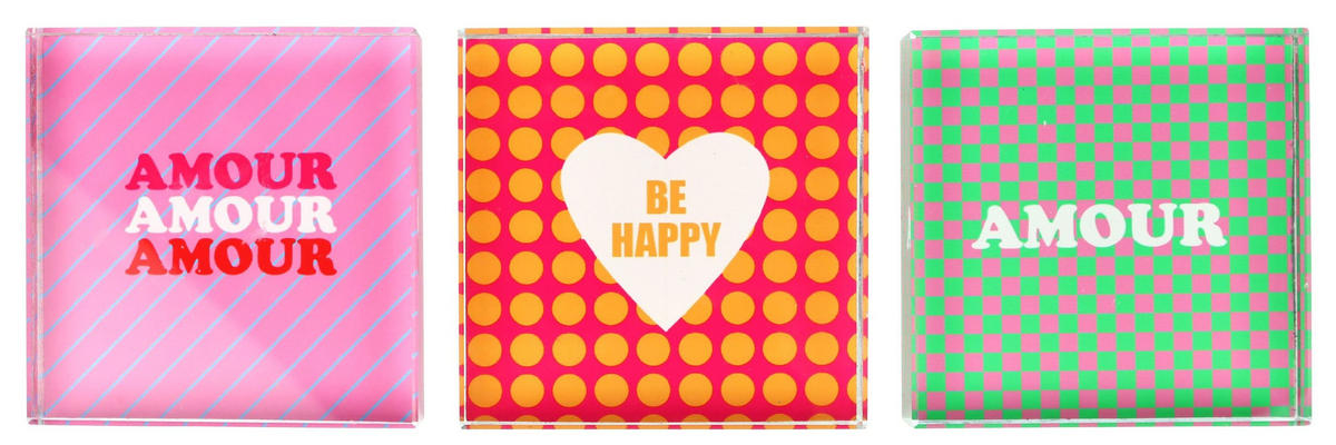 BRIEFBESCHWERER Message Pop-Art 3er-Set - Multicolor, Glas (8/2/8cm) - FURNARO