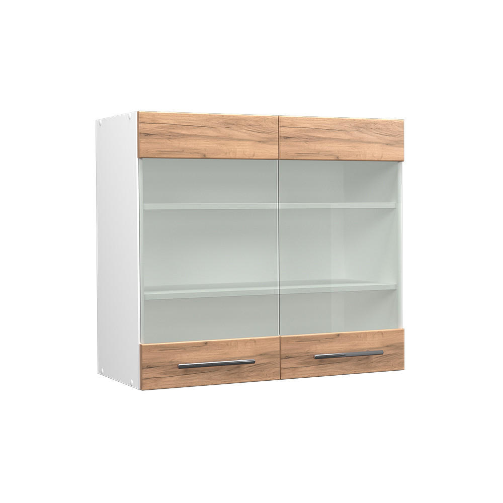 KÖKSGLASSKÅP Fame-Line Goldkraft ek 80 cm Honungsek, Vit 72/80/34.1 cm