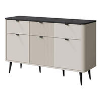 KOMMODE Marly 3S3D RE10 - Kaschmir/Schwarz, Holzwerkstoff/Metall (130/82/40cm) - MIRJAN24