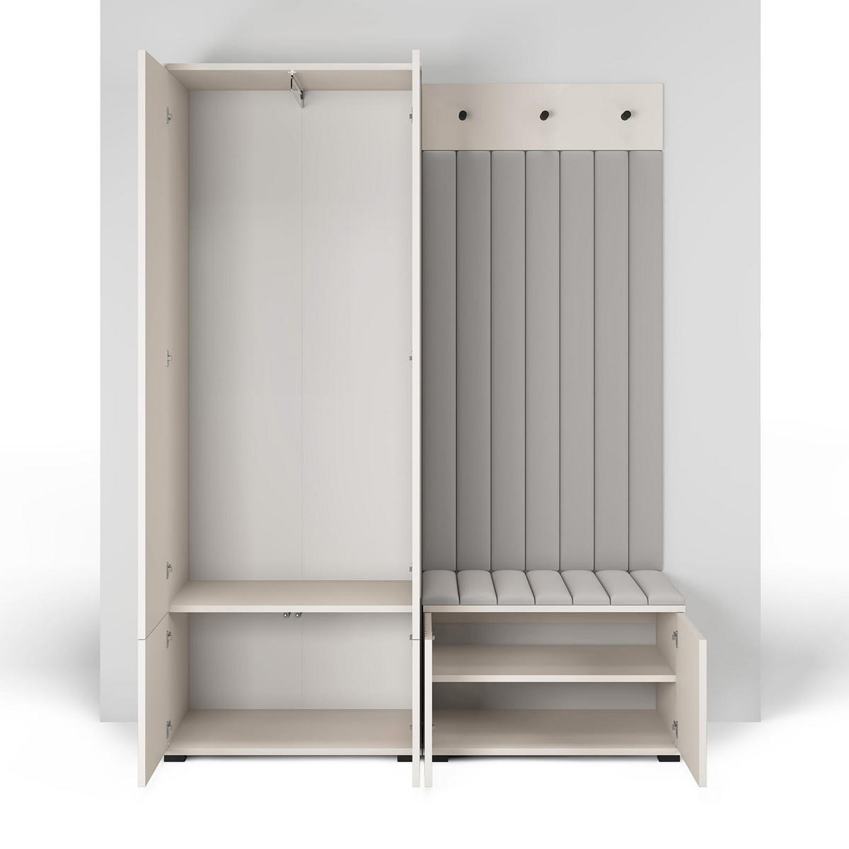 GARDEROBE Ritmo version 1 mit POLSTERPANEELEN BRAUN - Beige/Braun, Holzwerkstoff (140/185/40cm) - Jerpax