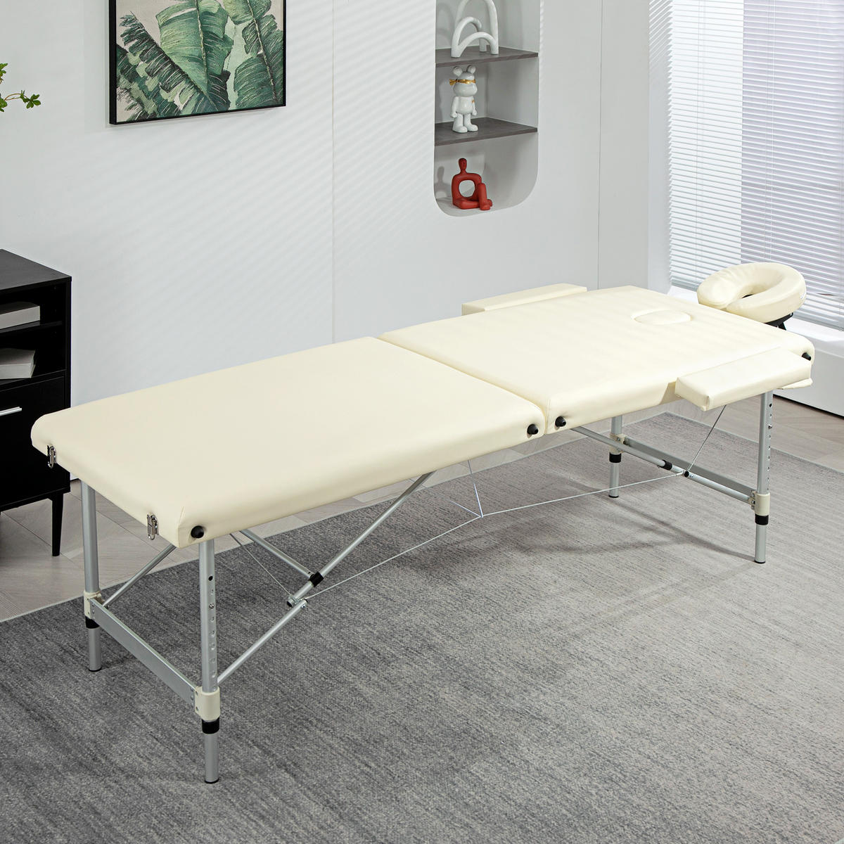 MASSAGELIEGE DE-18896 210x90 cm, höhenverstellbar, 225 kg Creme - Creme, Metall (90/84/210cm) - ComfortXL