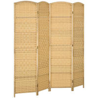 PARAVENT DE-14275 klappbar 4 Paneele 180x180 cm Natur - Naturfarben, Kunststoff (180/180/1.7cm) - ComfortXL
