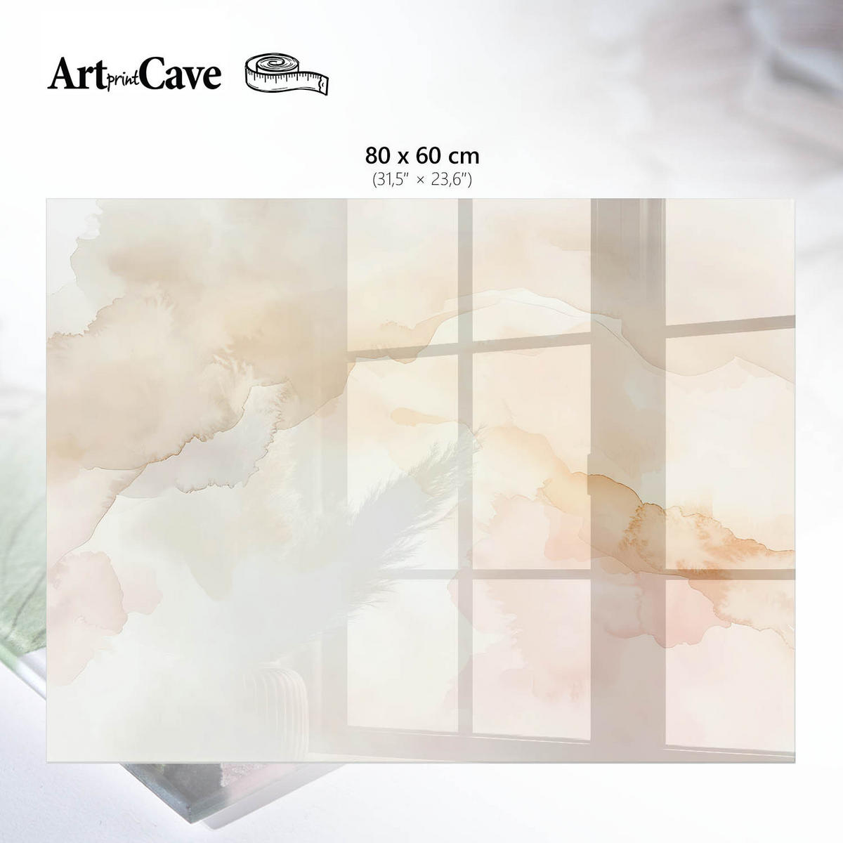 GLASPLATTE 80x60 cm – Pastellabstraktion - Türkis, Glas (0.4/80/60cm) - ArtPrintCave