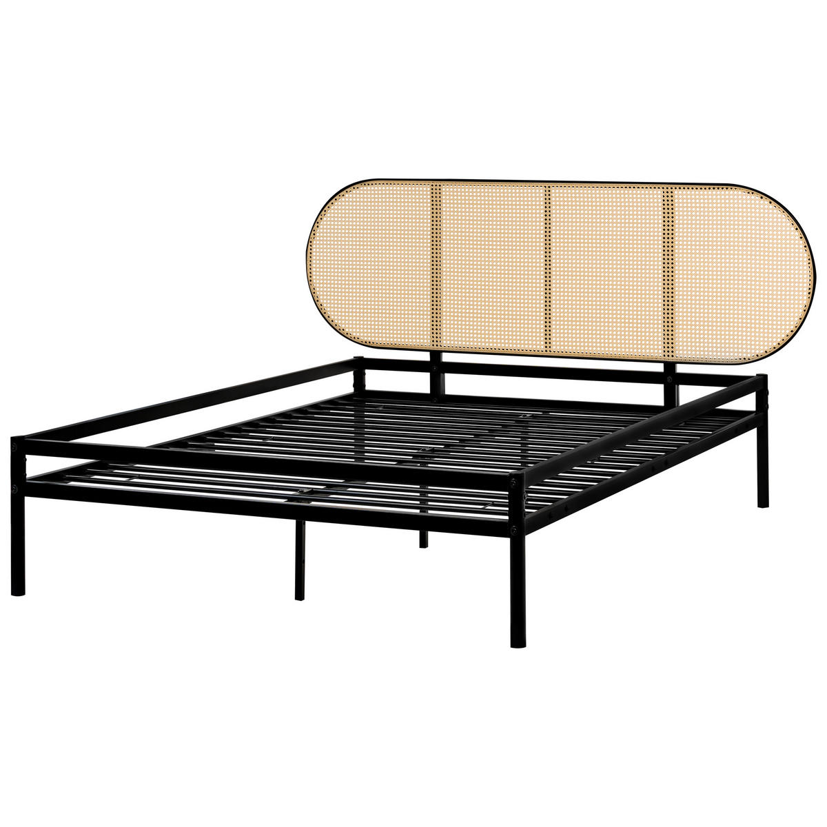 POSTELJA z letvenim dnom 140/200 železo svetlo rjava Boulin - svetlo rjava/črna, kovina (140/200cm) - Beliani