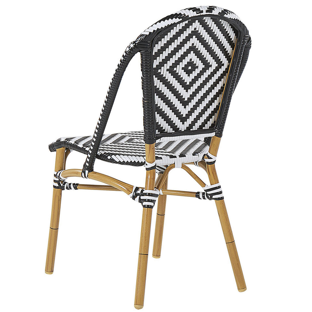 STUHL 4er-Set PE Rattan schwarz/weiß Rifreddo - Schwarz/Weiß, Kunststoff (46/88/55cm) - Beliani