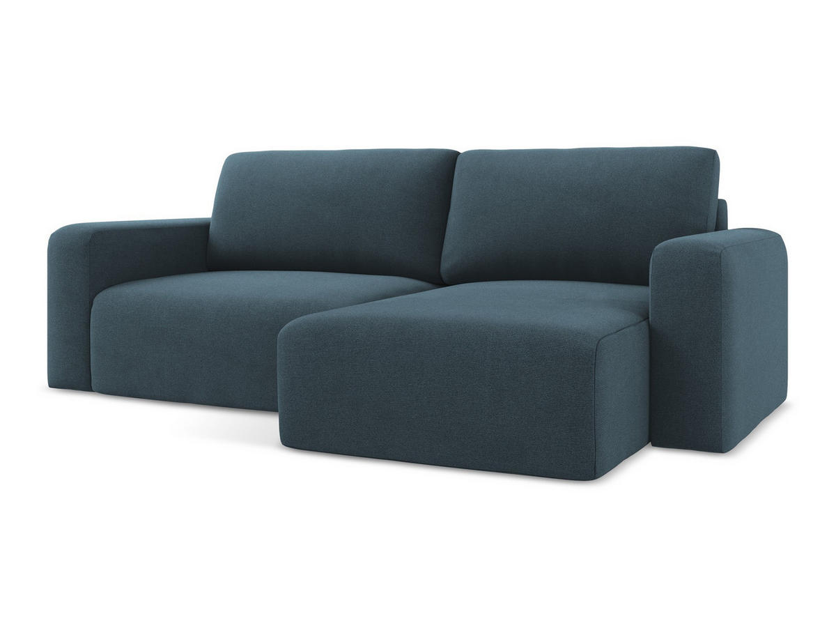 ECKSOFA mit Schlaffunktion rechts Strukturstoff Stoff Blau - Blau/Pink, Kunststoff/Textil (244/149cm) - Makamii