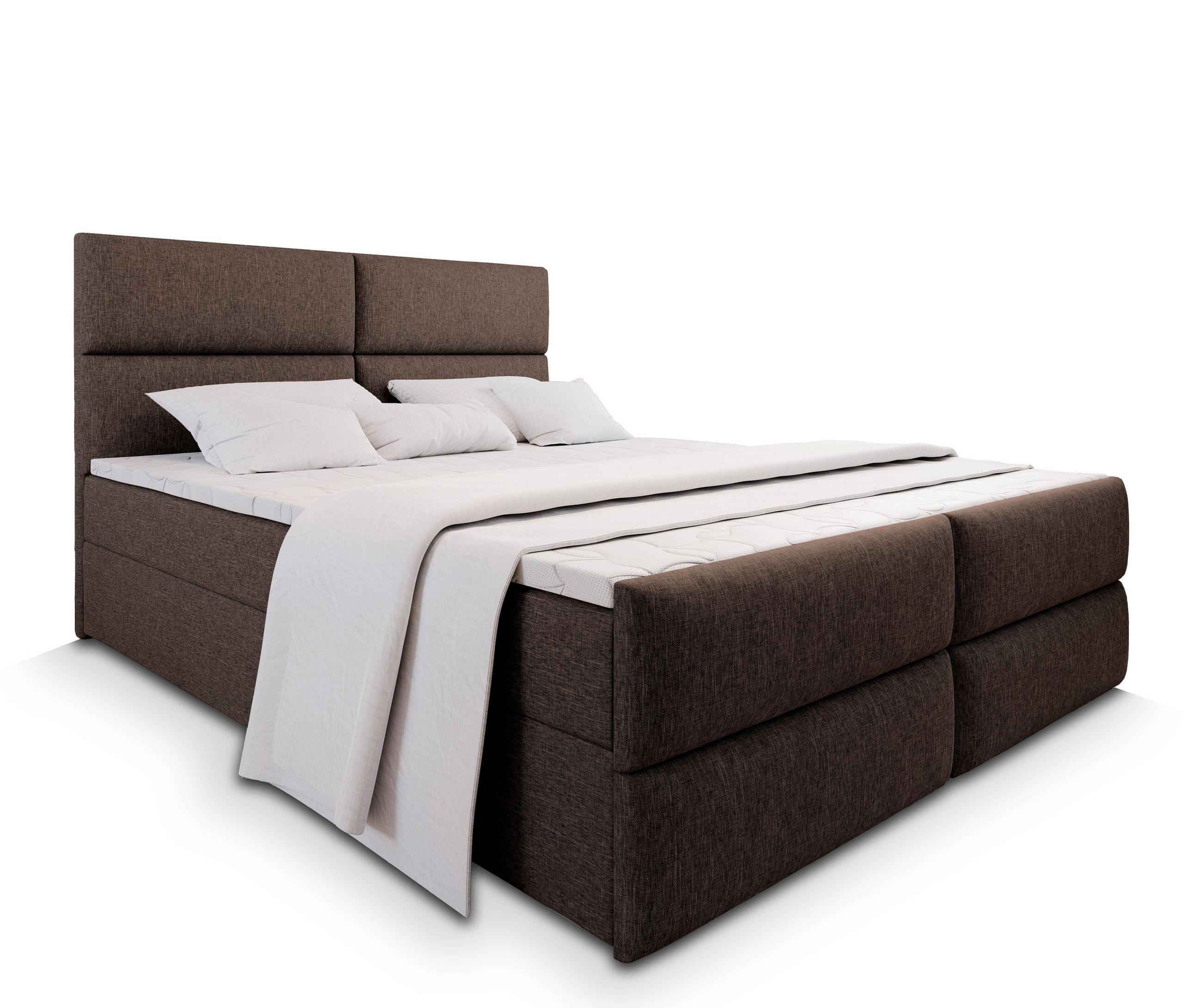 BOXBETT MULEN 180x200 cm mit Matratze und Topper - Braun - Braun, Holz (180/200cm) - MASSENO