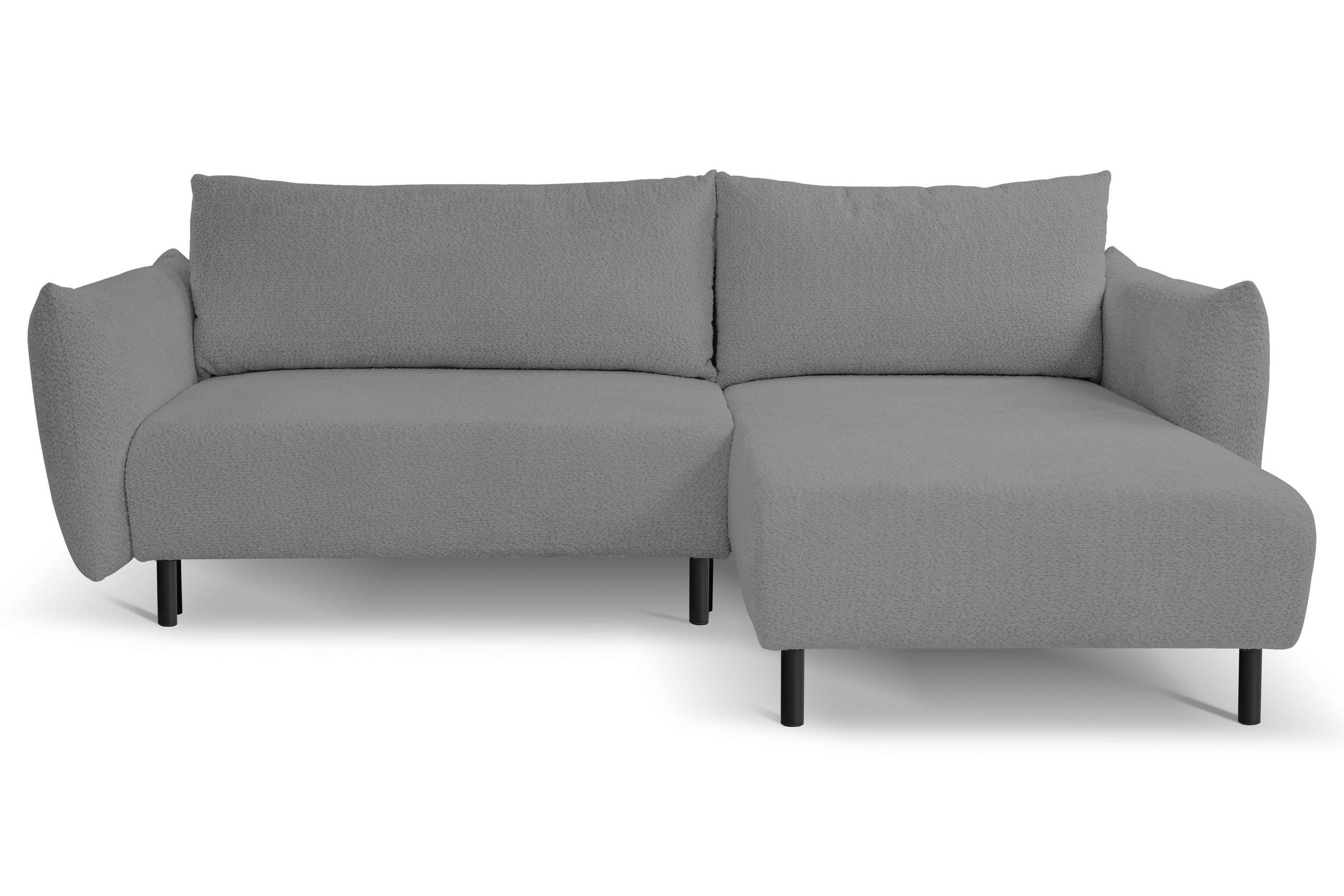 ECKSOFA ADEL mit Schlaffunktion und Bettkasten, L-förm, Metallbeine, verstellbar lose Rückenkissen, freistehend, RECHTS, 257x171x90 cm, Light Grey - Hellgrau, Holz/Textil (257/171cm) - DomoHome